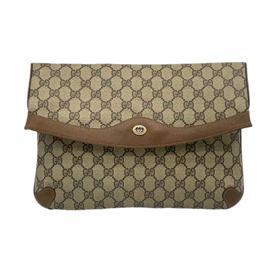 Gucci Brown Clutch Wristlet Elegant Design